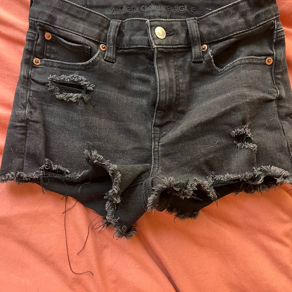 American Eagle Outfitters Black Distressed Jean Shorts
